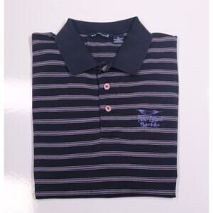 Peter Island Resort & Spa BVI Vintage Blue Striped Cotton Polo Shirt Amway XL